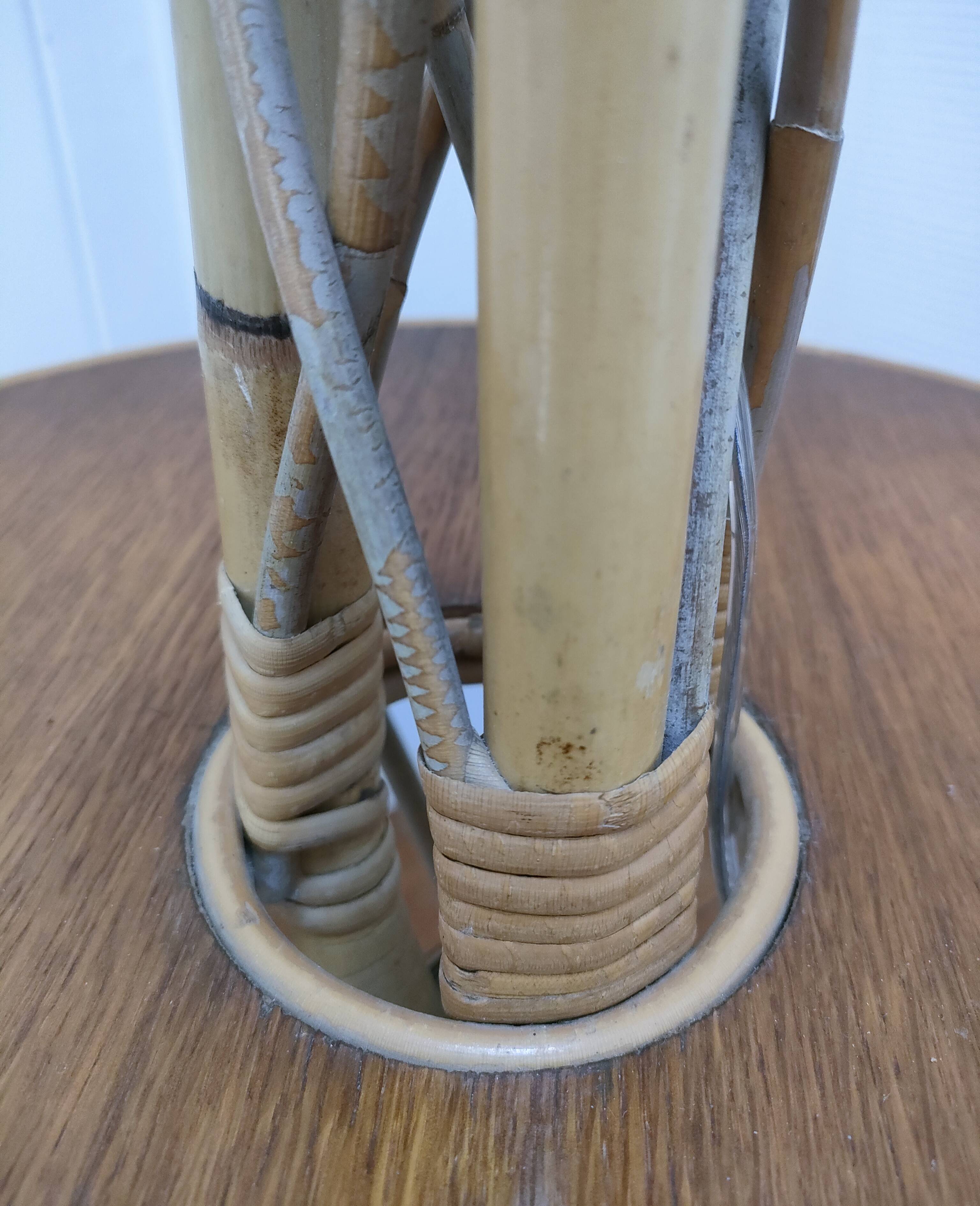 Lampadaire rotin bambou vintage années 50-60