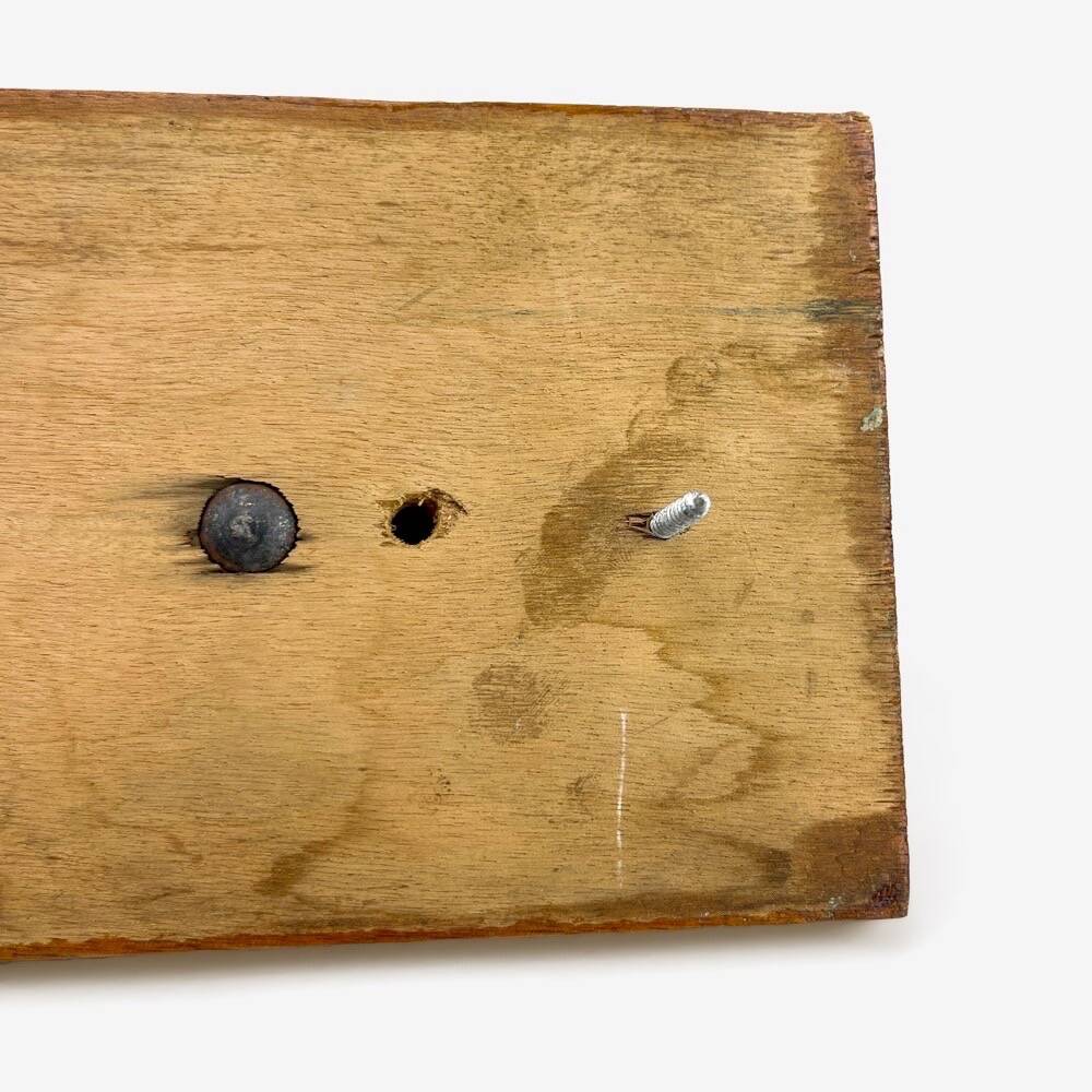 Vintage industrial wood and metal coat rack