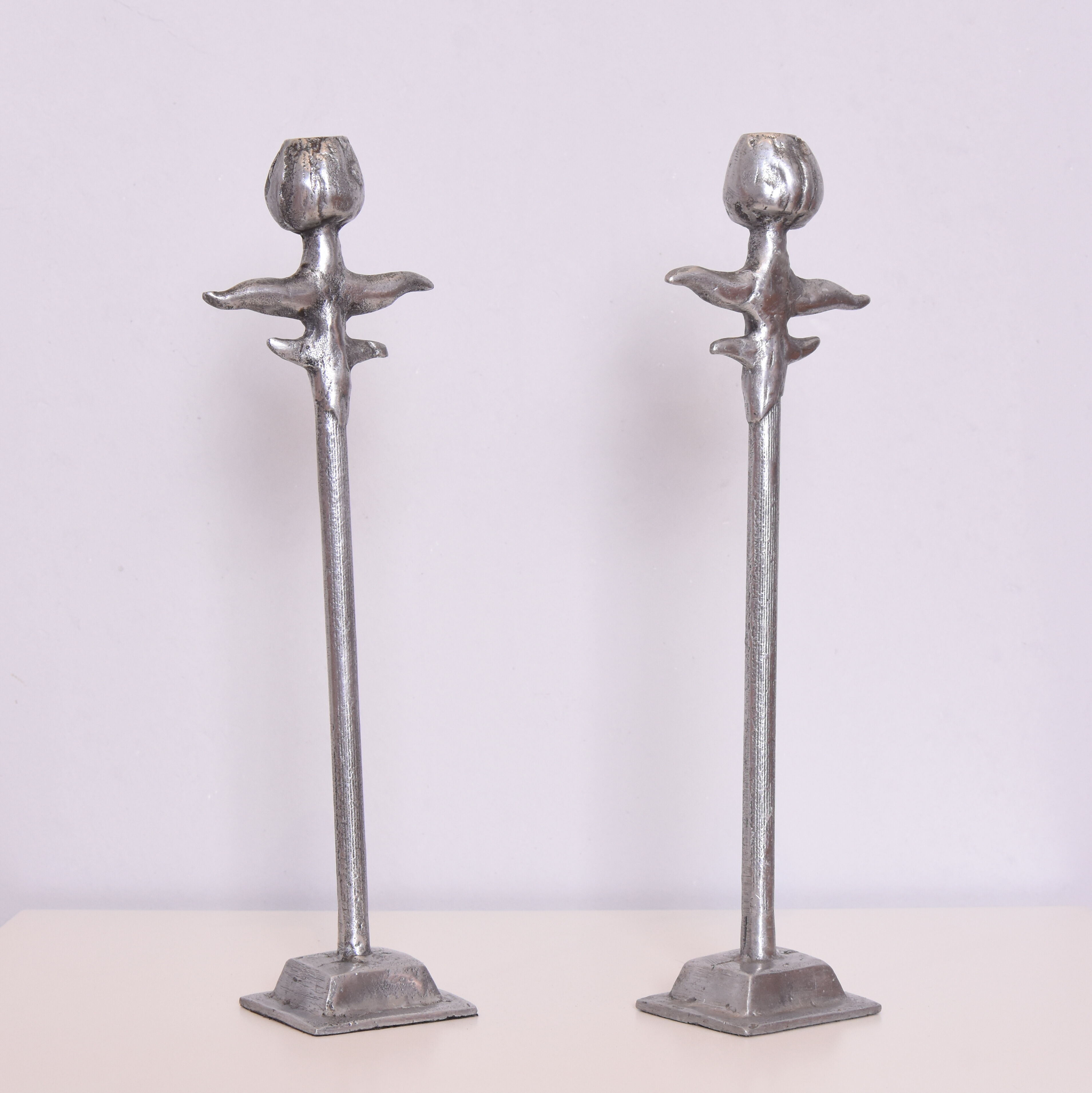 Aluminium candlesticks, 1970s