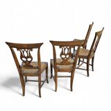 4 x elm dining chair with a carved back frame in a rosette / France / 1890-1900