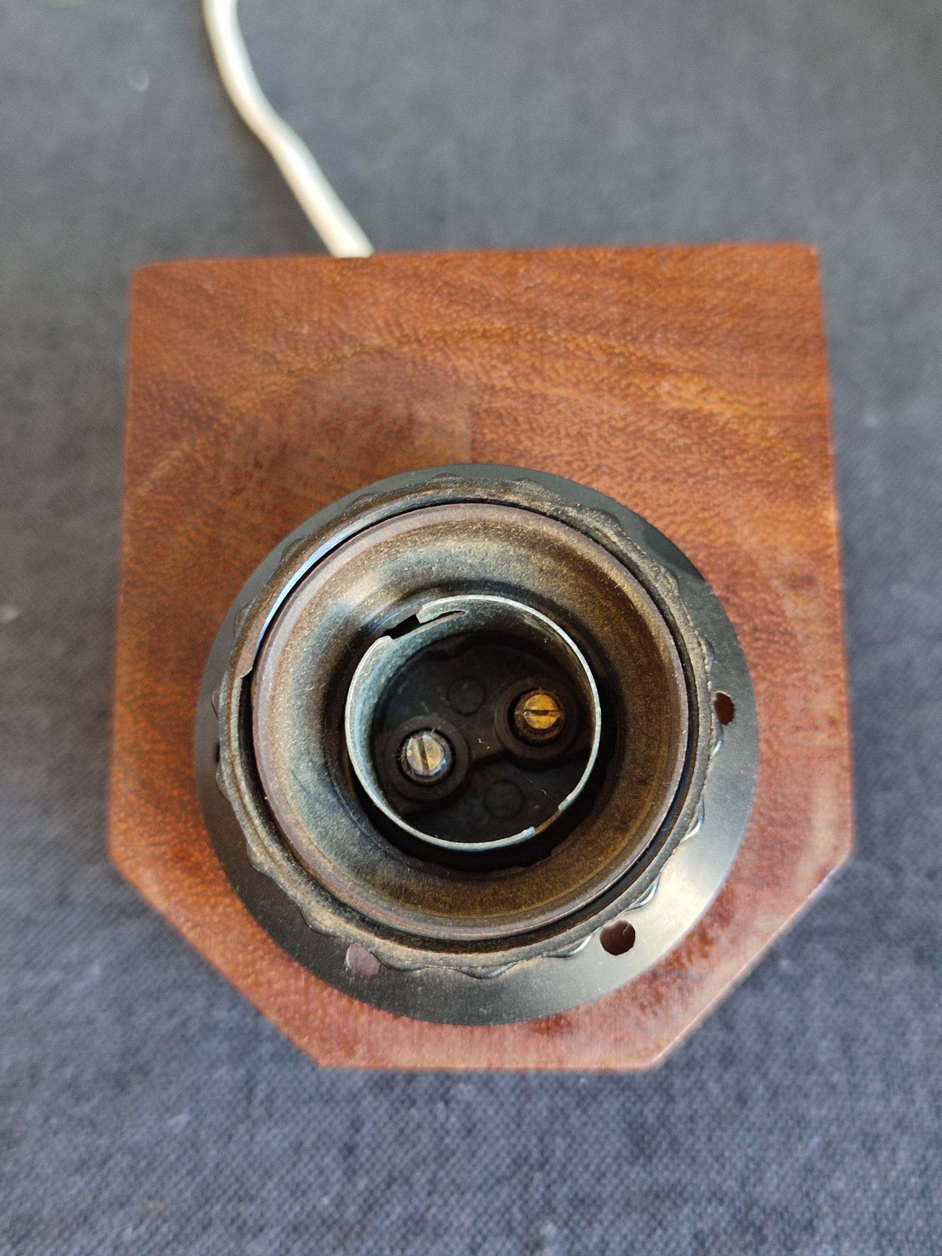 Wall lamp in opaline and vintage teak