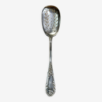 Spoon to sprinkle, solid silver Minerva, rocaille style, nineteenth