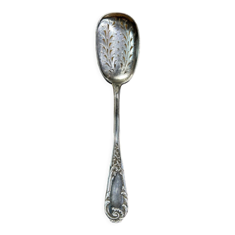 Spoon to sprinkle, solid silver Minerva, rocaille style, nineteenth