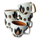 Set of 6 Boch La Louvière cups – Kimono model – Belgian vintage