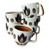 Set of 6 Boch La Louvière cups – Kimono model – Belgian vintage