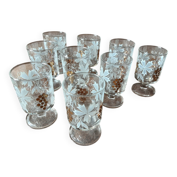 Lot de 9 verres digestif vintage