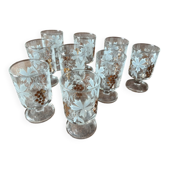 Set of 9 vintage digestive glasses