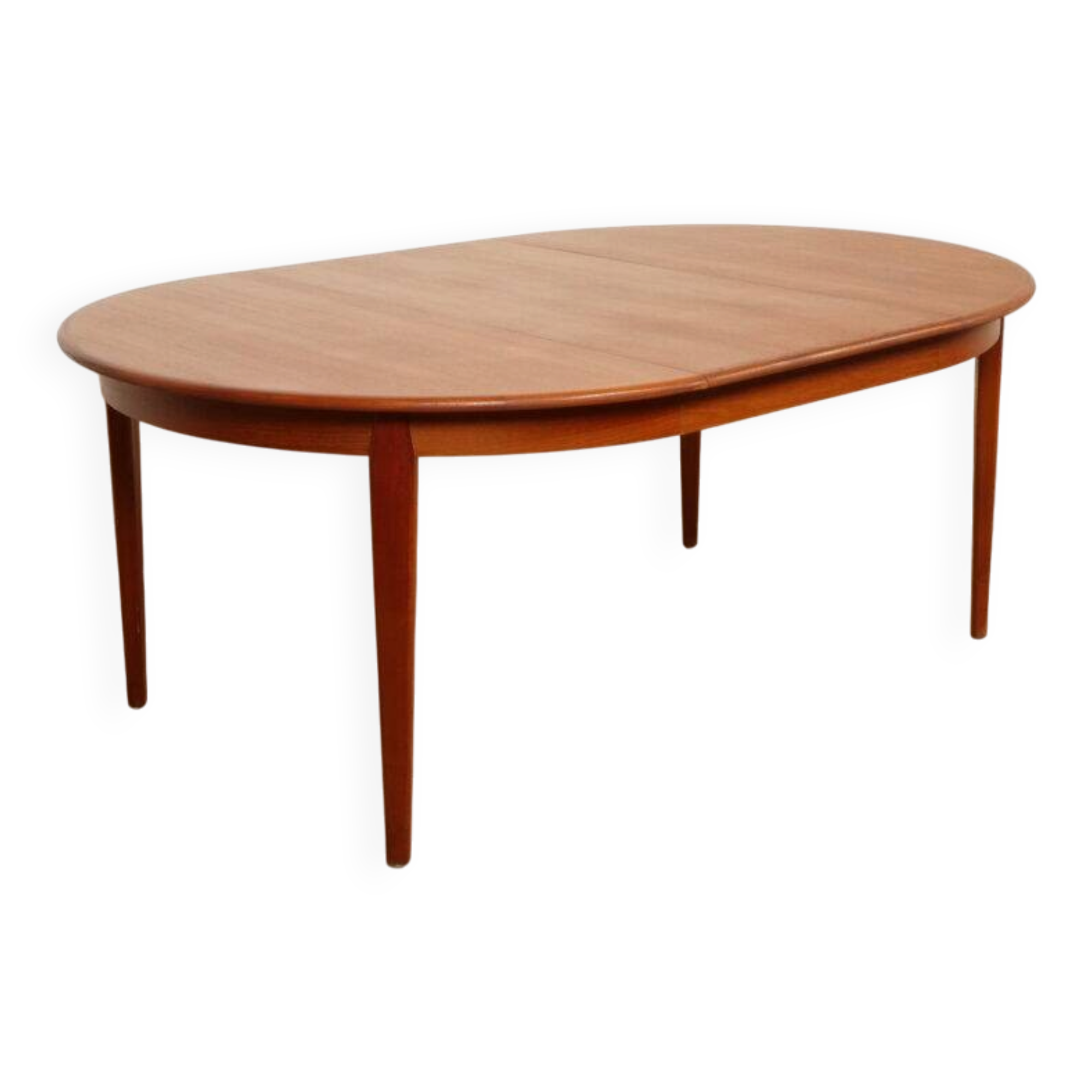 Vintage round dining table | extendable | teak | 125 - 185 cm