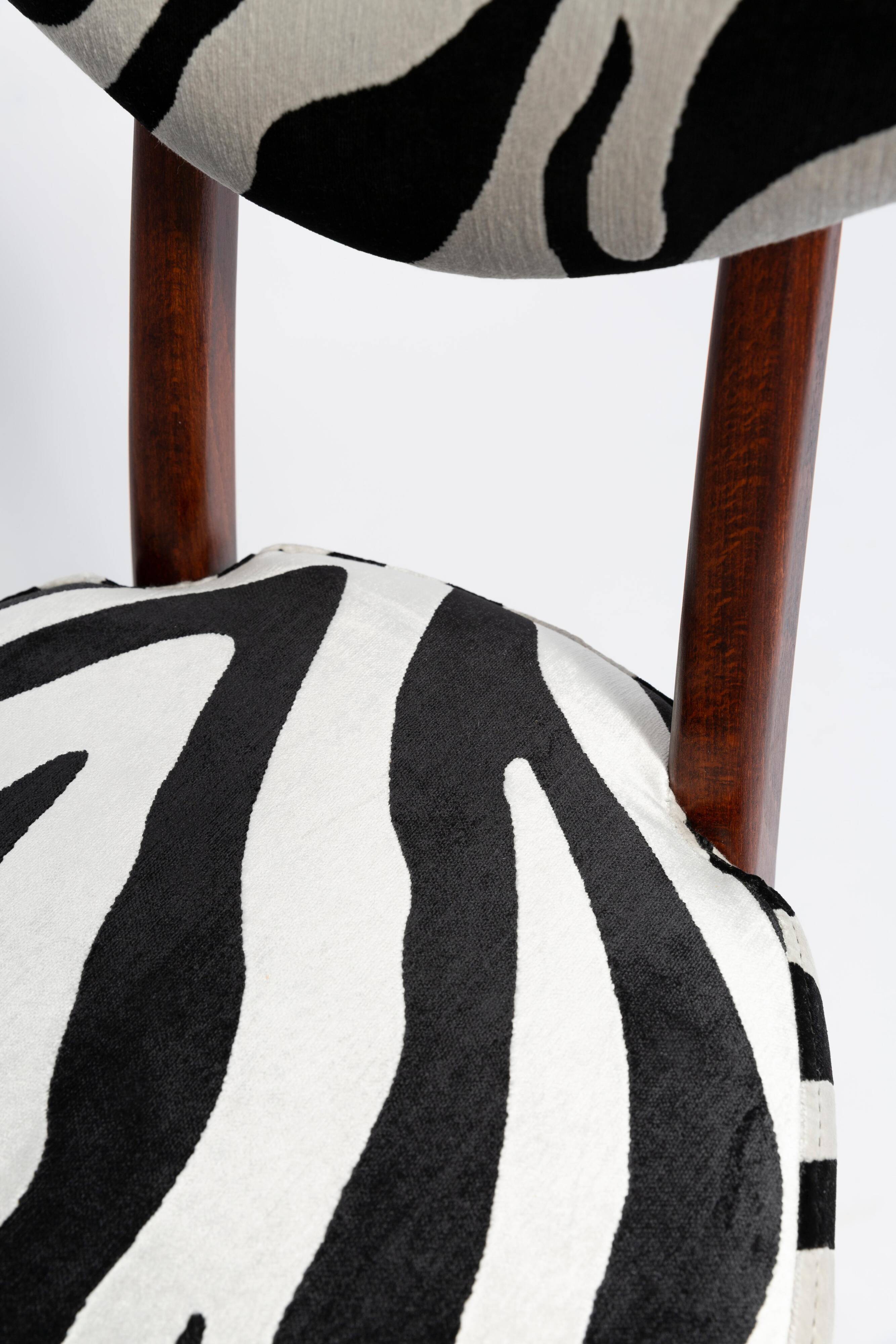 Heart-shaped chair with black and white zebra pattern, Poland, 1960s