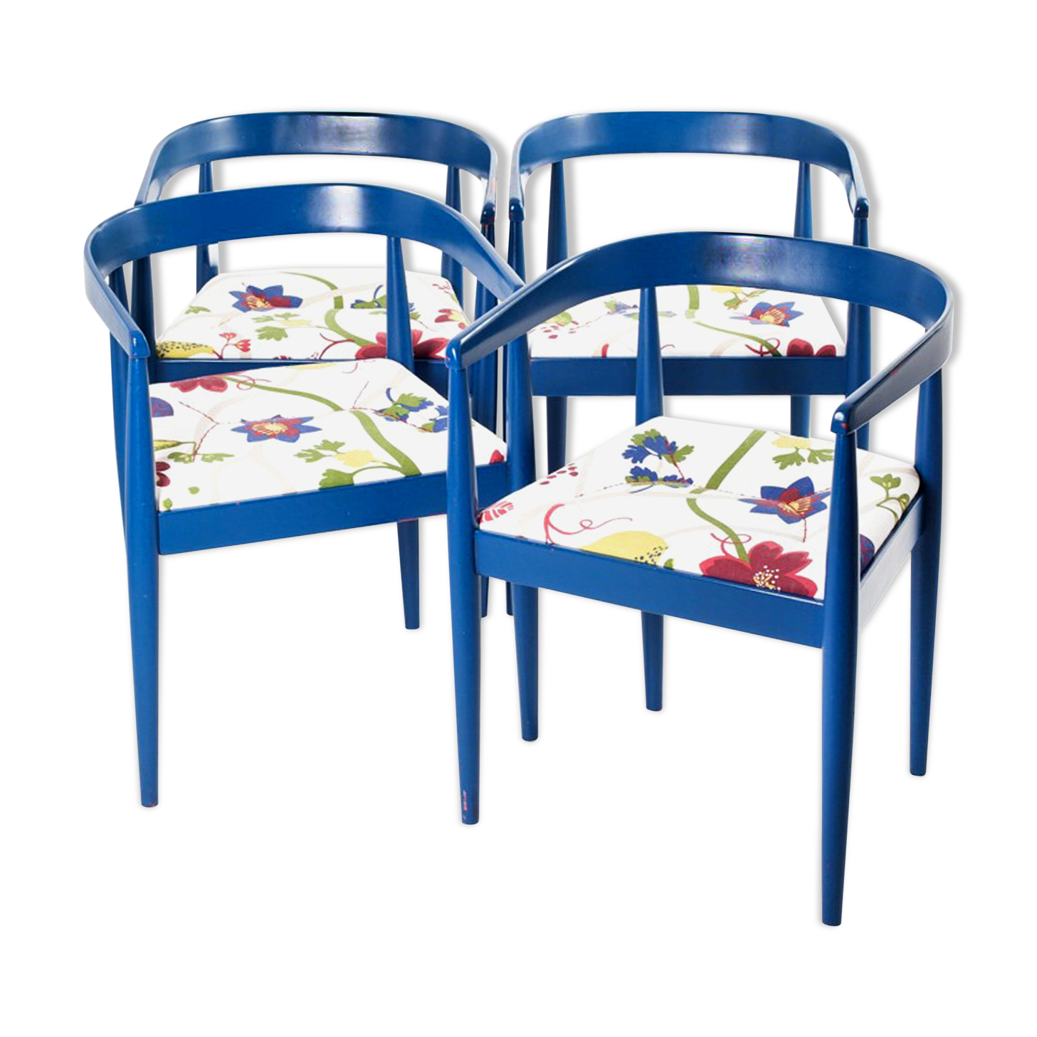 Vintage Flower Fabric & Blue Beech Armchair