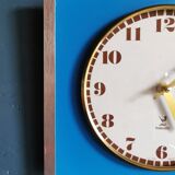 Vintage formica clock rectangular silent wall clock "Jaz golden blue"
