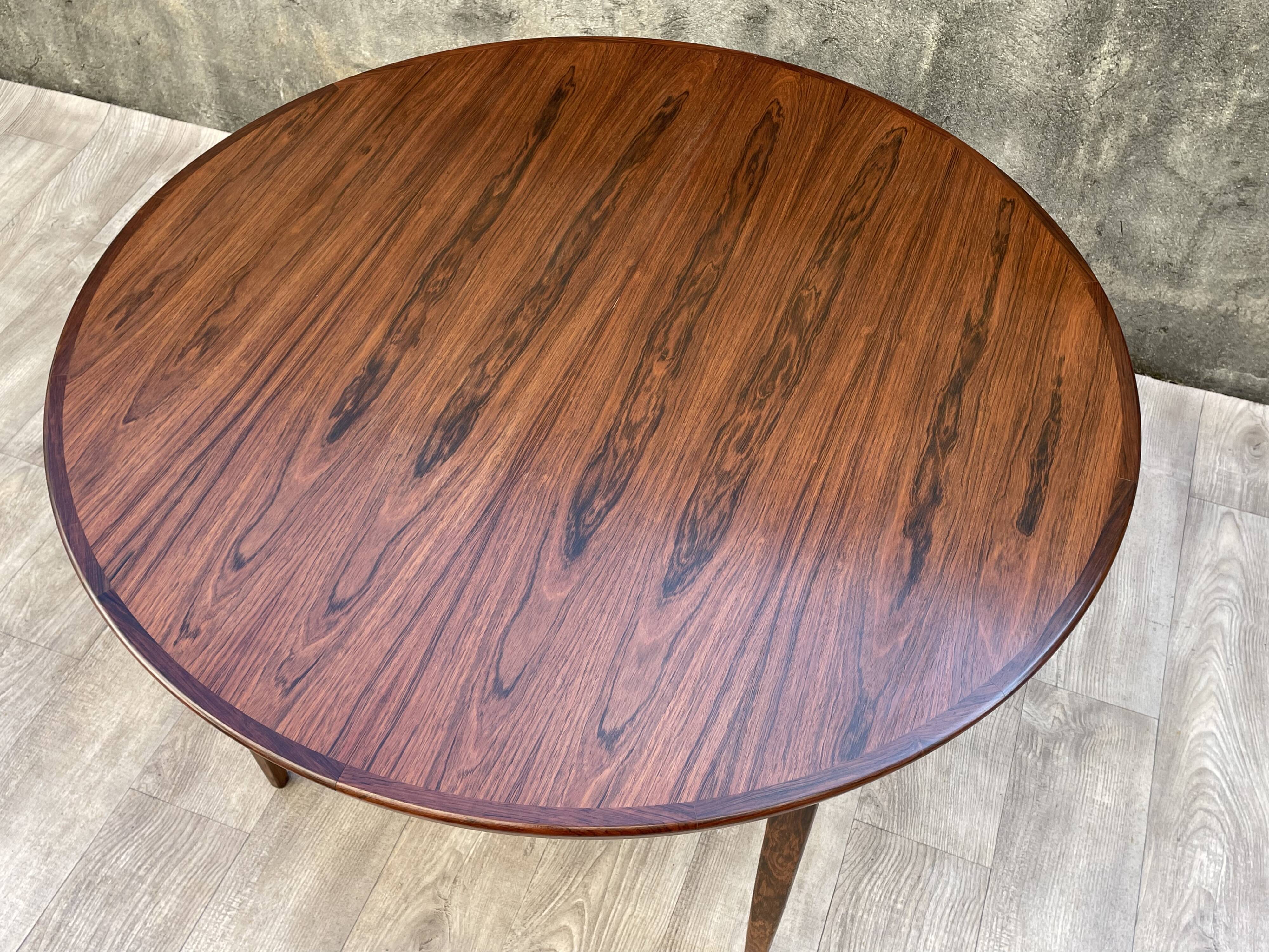 Table scandinave extensible en palissandre, 1960s