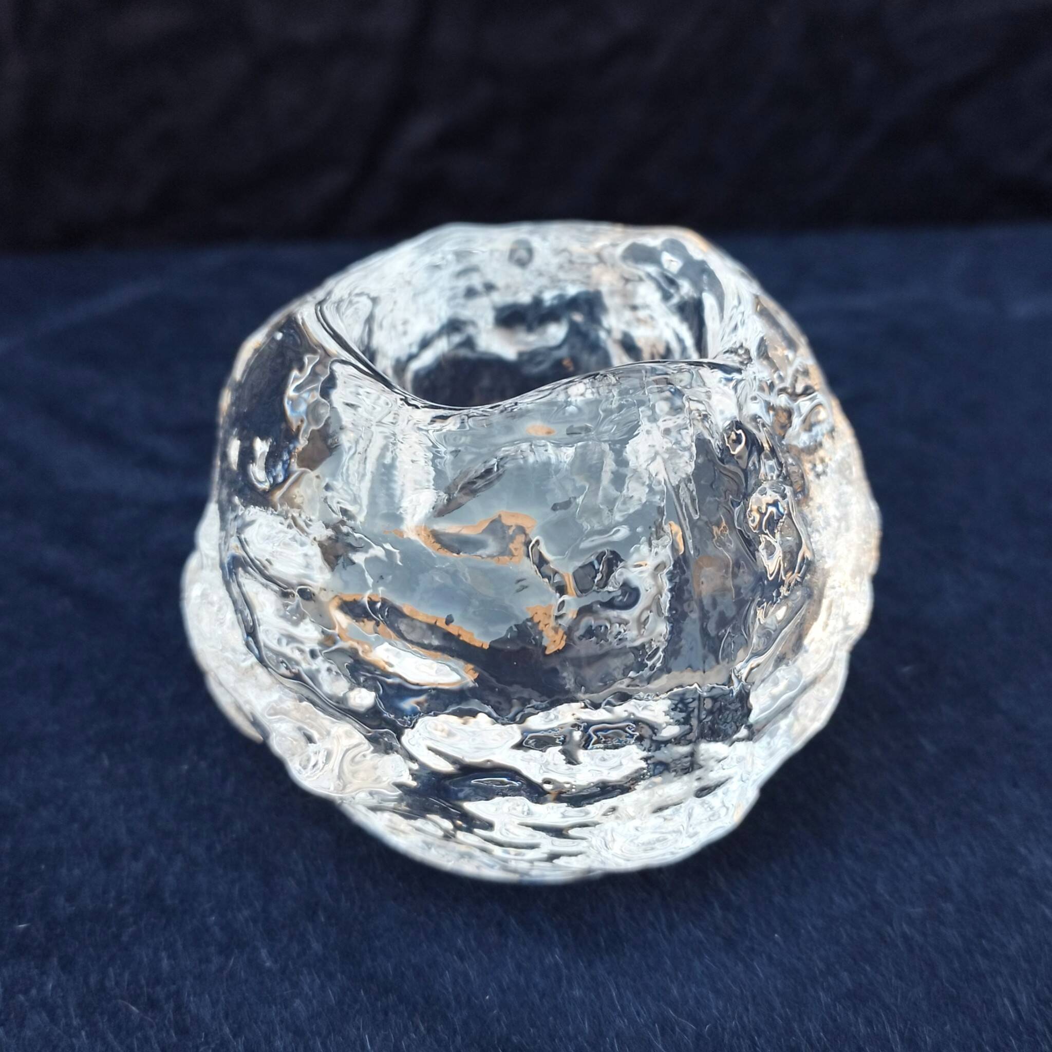Kosta Boda Glass Rock or Ice Cube Candle Holder