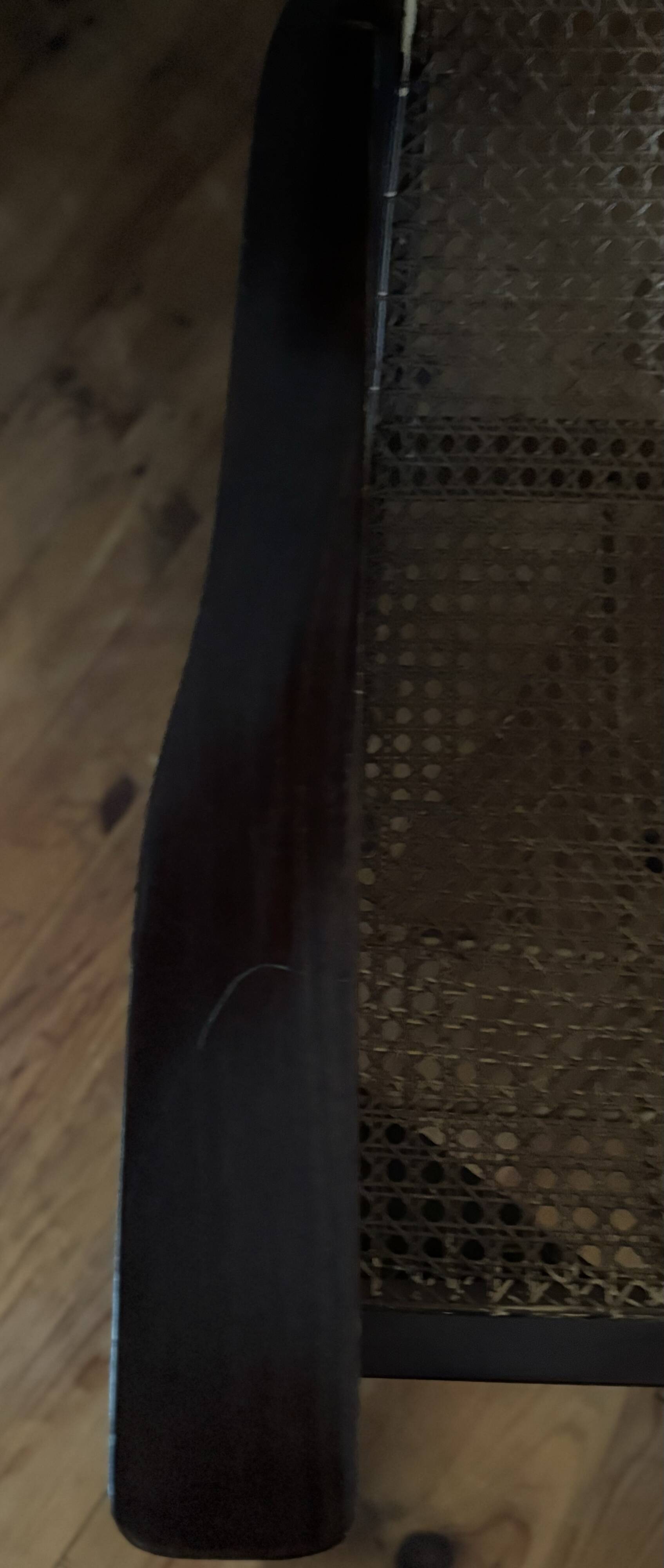 Fauteuil de planteur/colonial en bois foncé et cannage Reproduction 1990's