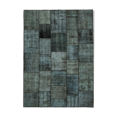 Hand-knotted oriental overdyed 174 cm x 242 cm black patchwork rug