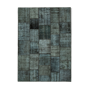 Hand-knotted oriental overdyed 174 cm x 242 cm black patchwork rug