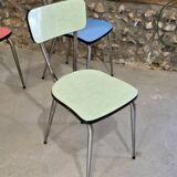 3 pink, green, blue Formica chairs
