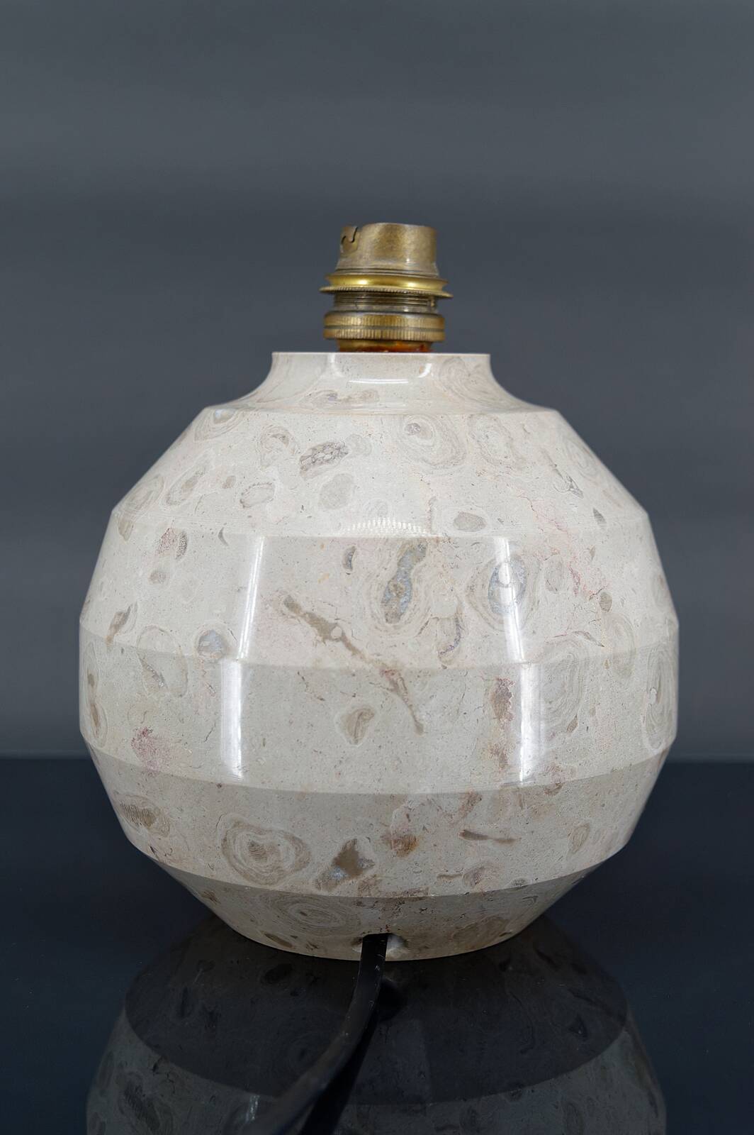 Modernist Art Deco ball lamp in carved marble, France, Circa 1930