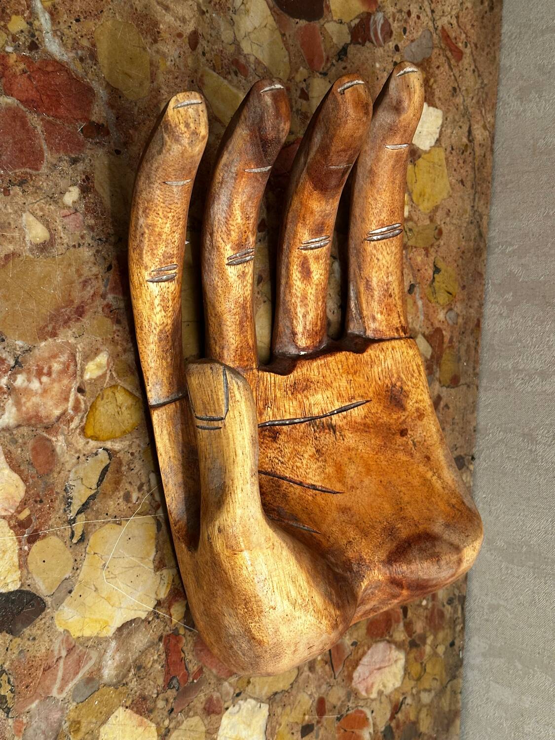 Large Carved Wooden Hand - 1950s