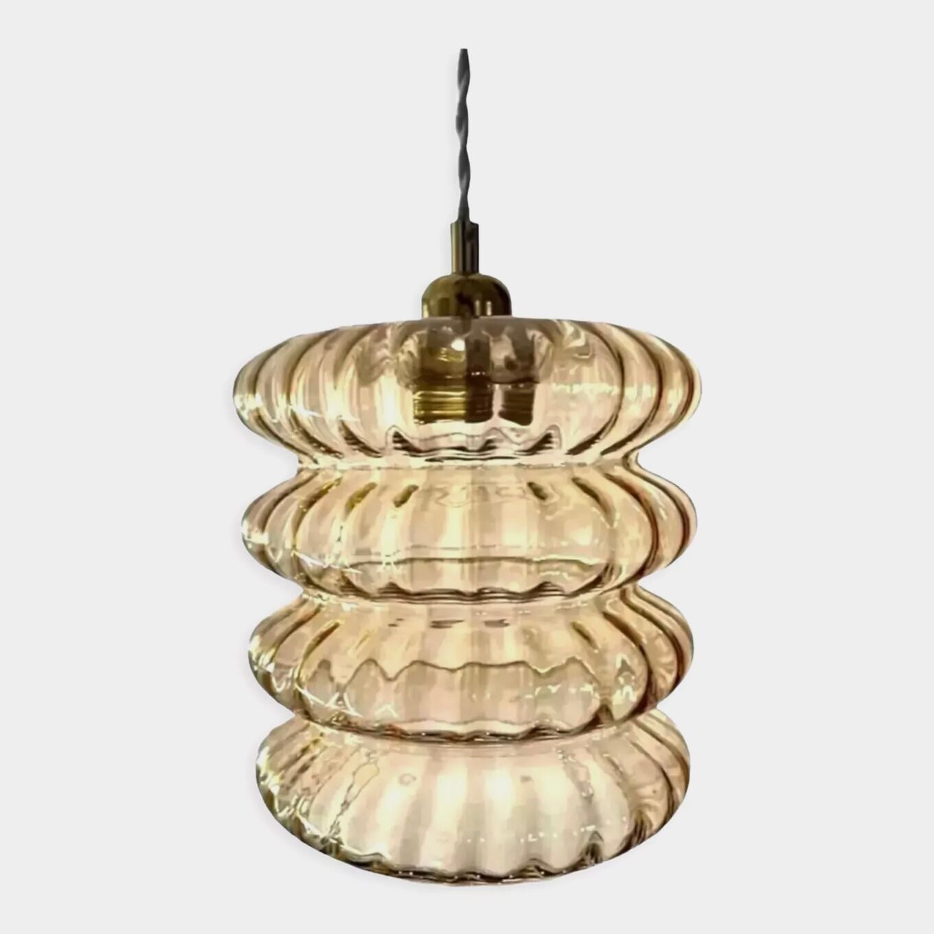 Vintage pendant lamp in golden glass