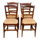 4 solid wood chairs with gold straw fabric from the 19th century