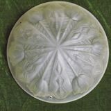 French Art Deco White Pate De Verre Platformer With Abstract Tulip Design 5145