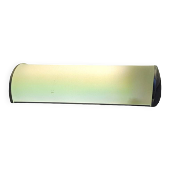 Rectangular wall light 1990 in frosted glass and silver metal