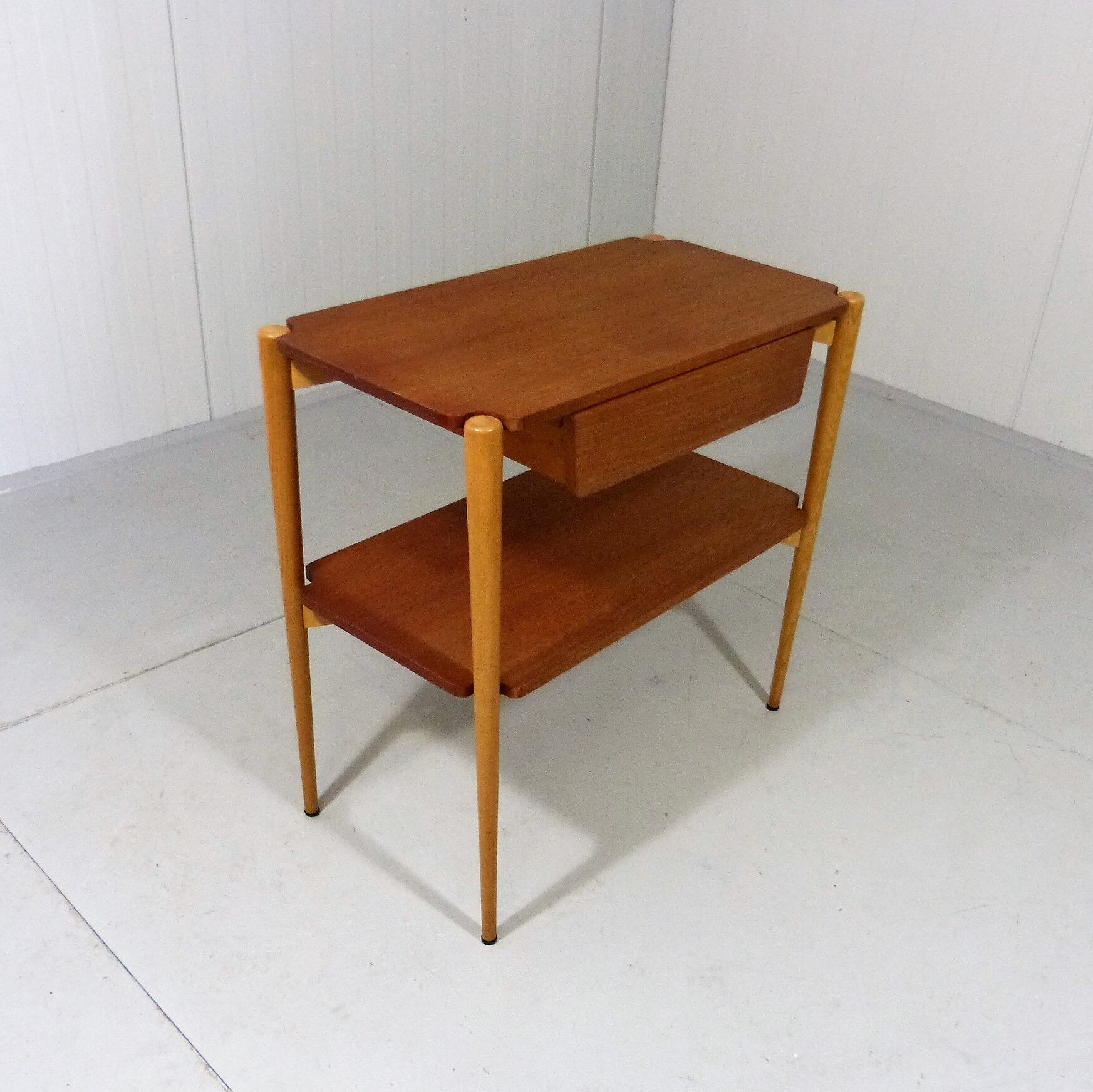 Vintage side console table teak & beech 1950’s