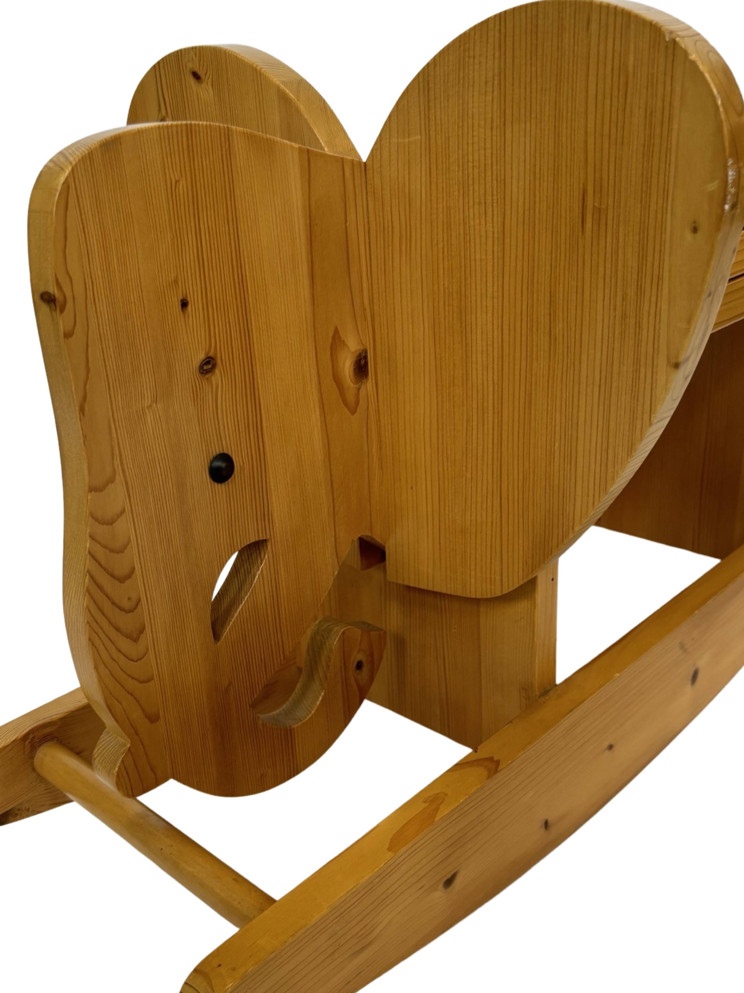Vintage Swedish design Wooden Rocking Elephant jr  80's design