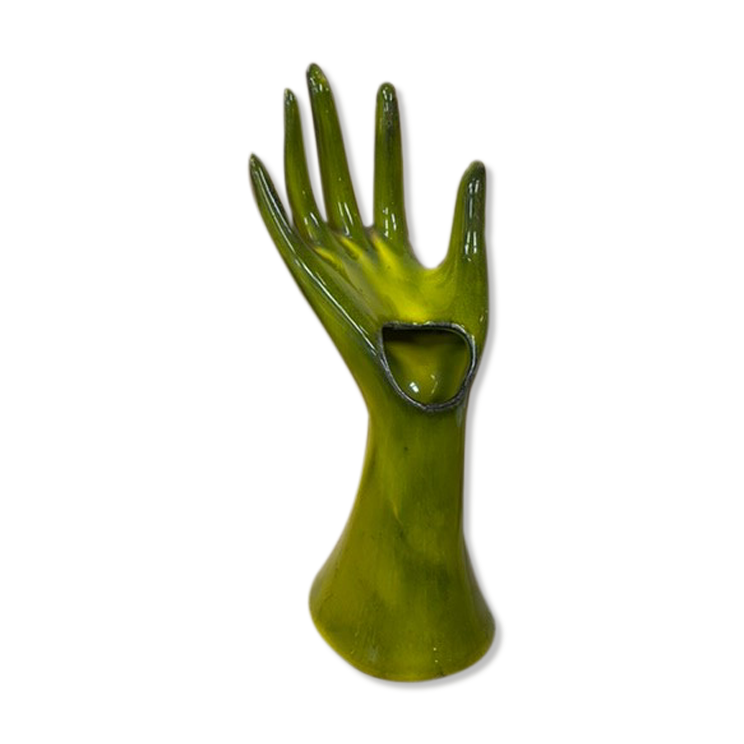 Vintage green hand vase