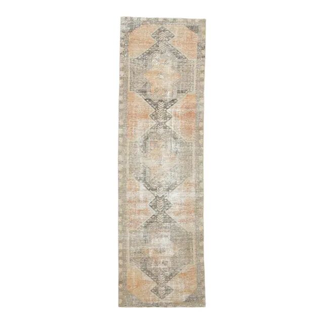 Turkish Orange Oushak Vintage Runner Orange 95x318