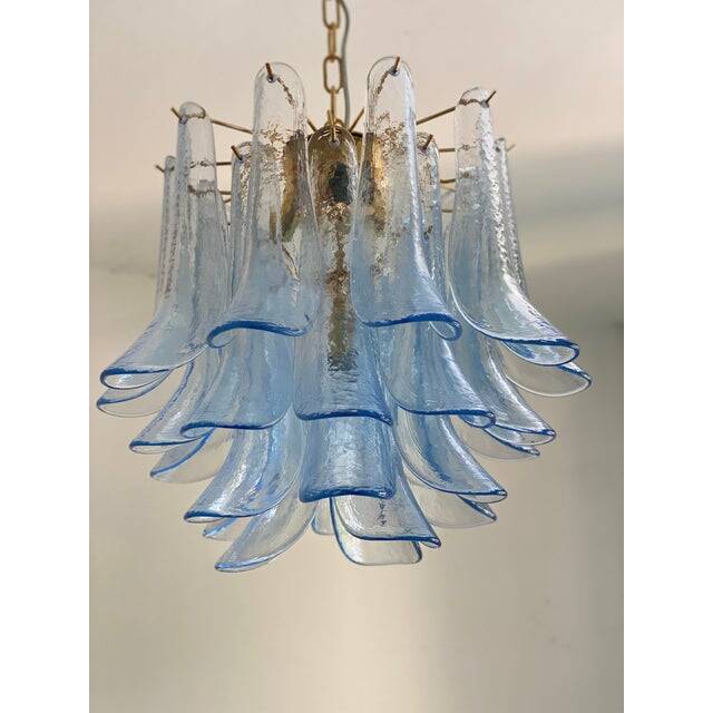 Contemporary blue “selle” murano glass chandelier