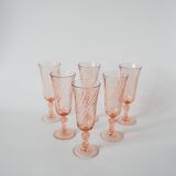 Lot of 6 rosaline champagne flutes 1970