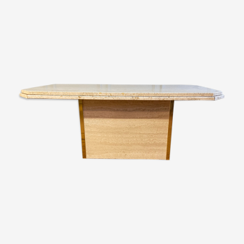 Table basse travertin et laiton