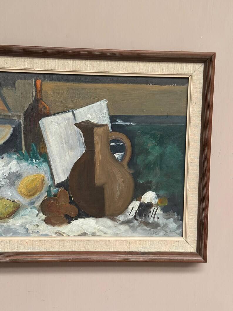 Original Swedish Oil on Canvas – “Still Life” by Inge Camill – Signed – Vintage & Framed – 57 × 34 cm (22.4" × 13.4")