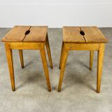 Pair of wooden farm stools