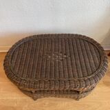 Two-top woven rattan coffee table