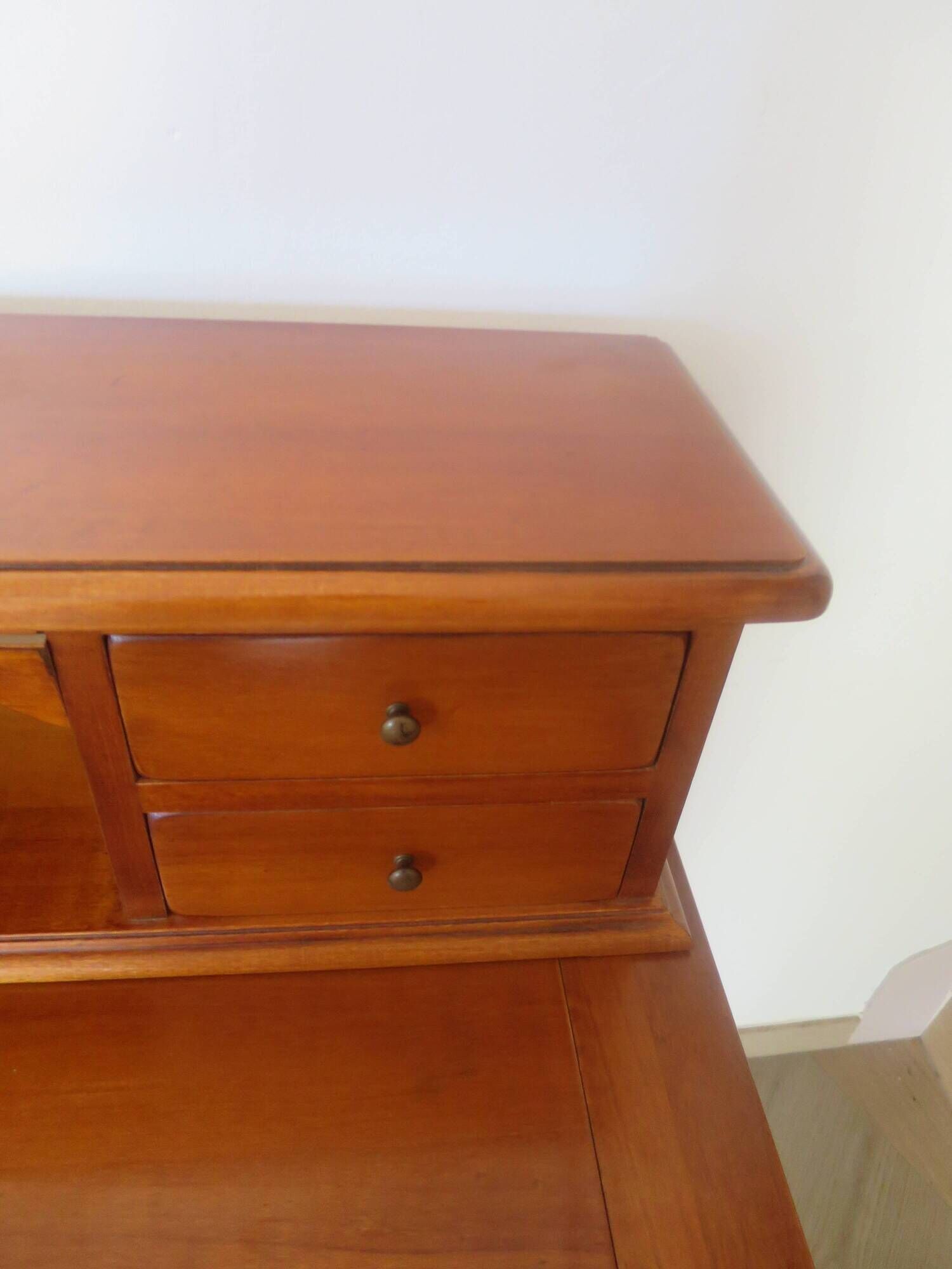 Vintage commode secretary dressing table sliding top 7 drawers cherry wood
