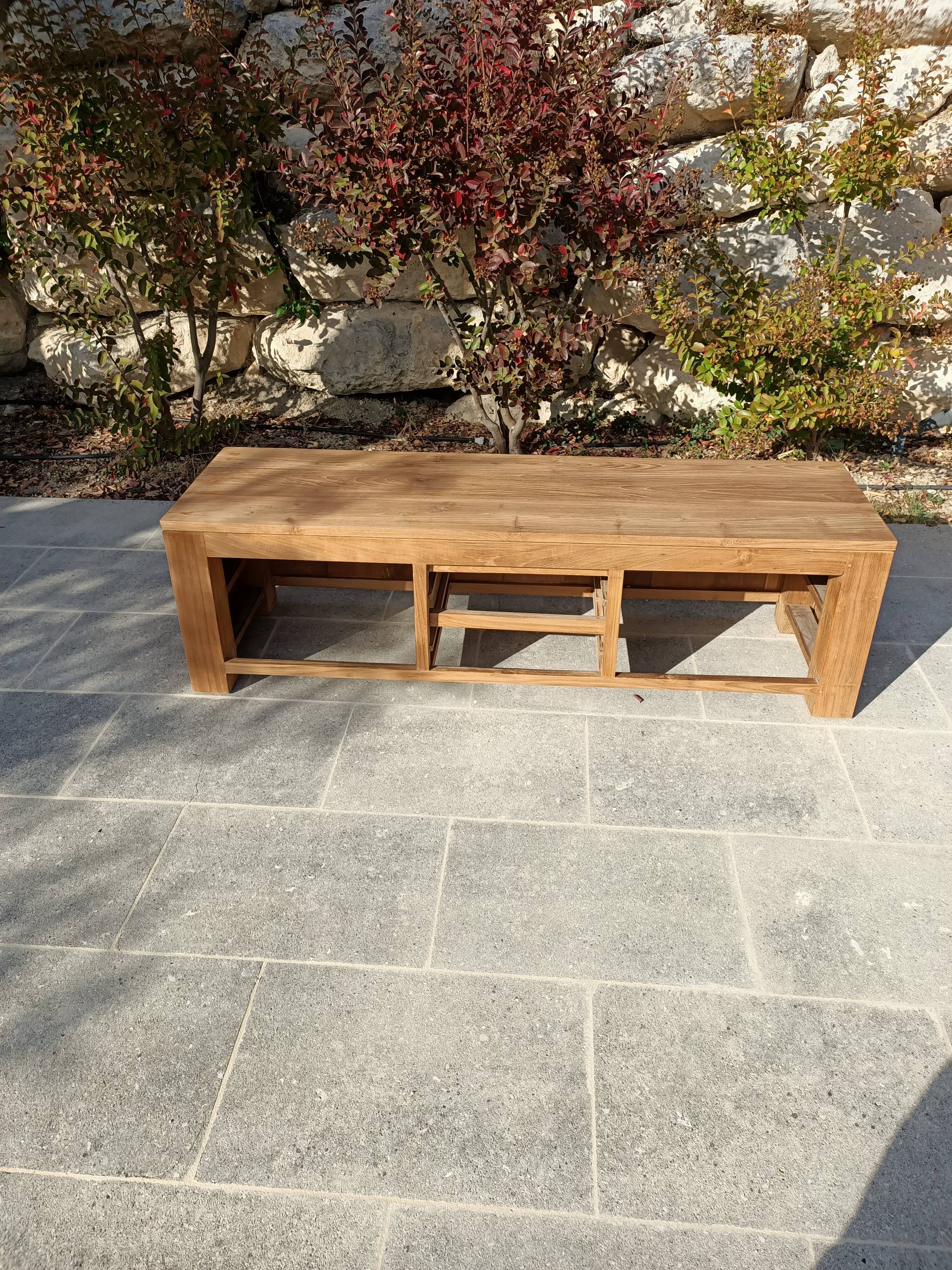 TV stand in solid teak