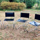 Set of 4 Mies Van Der Rohe design chairs, 1980s edition