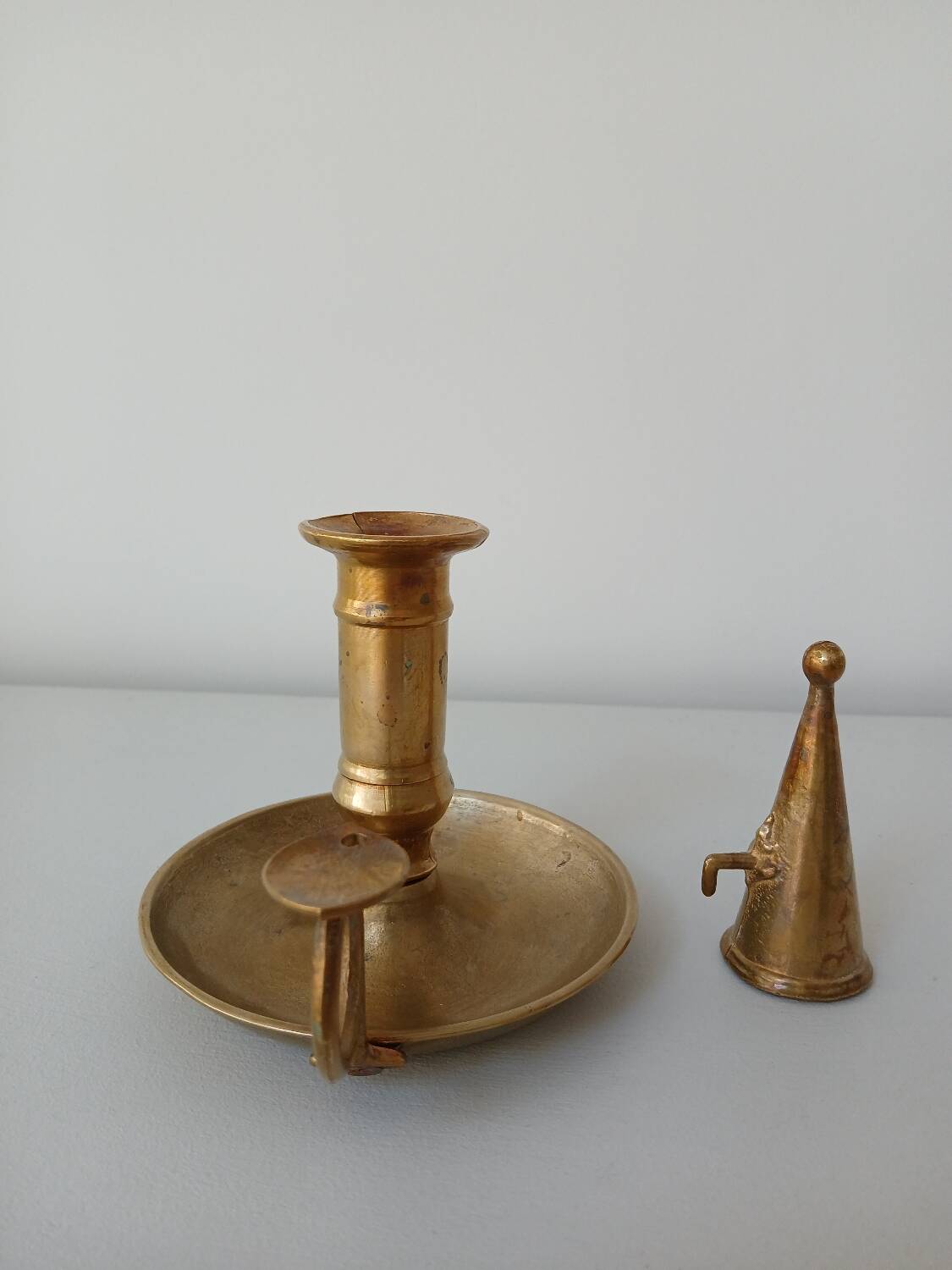 Set of 2 brass cellar rat candlesticks