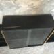 Set of black and gold metal string shelves with glass box - vintage 1960