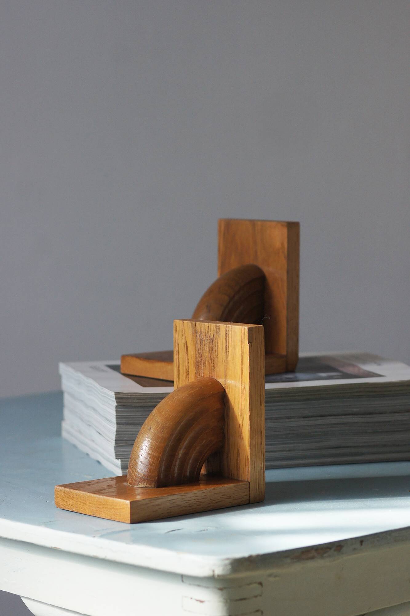 Mid-Century Wooden Bookends, 1950s, Set of 2