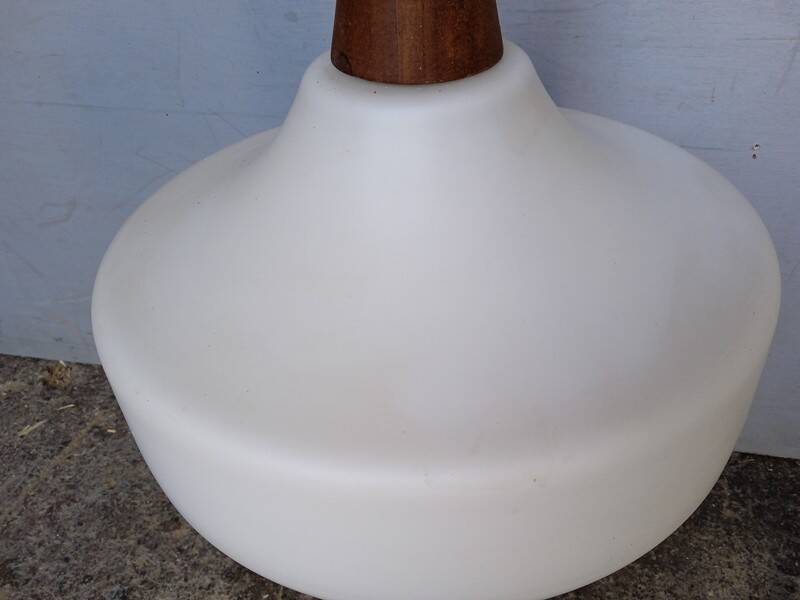 Louis Kalff pendant lamp ep 1960 Scandinavian glass and teak