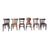 Lot de six chaises de bistrot dépareillées Baumann
