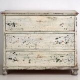 Large antique chest of drawers with white patina (circa 1920) #42
