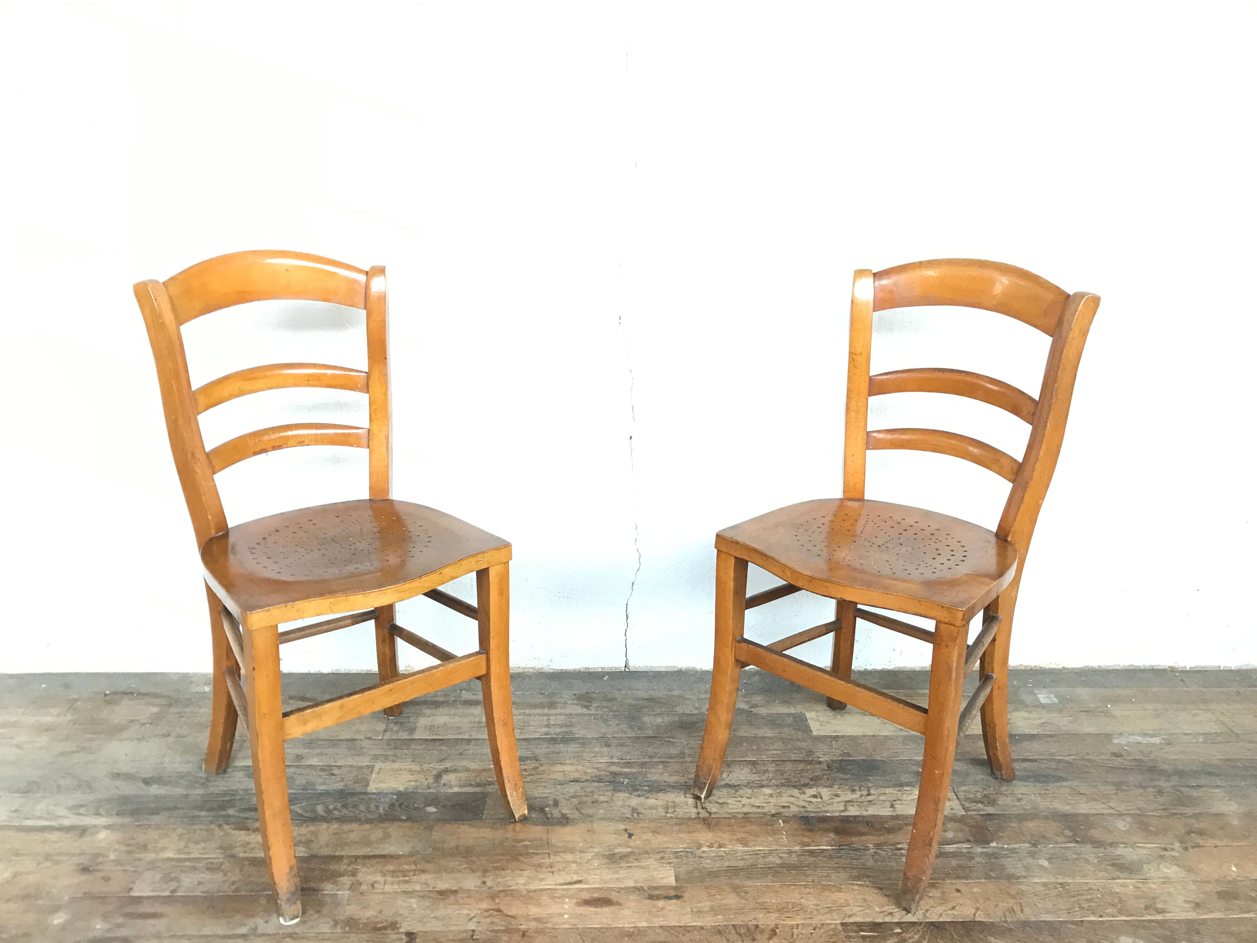 Pair of wooden chair bistro bistro vintage retro bohemian beech light