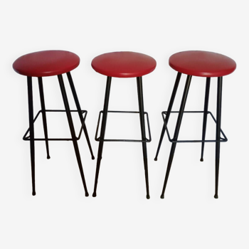 Suite de 3 tabourets de bar de la marque SIF, années 50