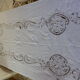 White tablecloth lace and embroidered linen, art deco, old