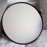 Vintage Smoked Plastic Round Wall Mirror